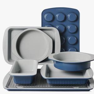 Tramontina Rise 8-piece Ceramic Baking Pans Set, Non Stick Essential Bakeware For Cookies, Loafs, Cakes, Brownies And Muffins
