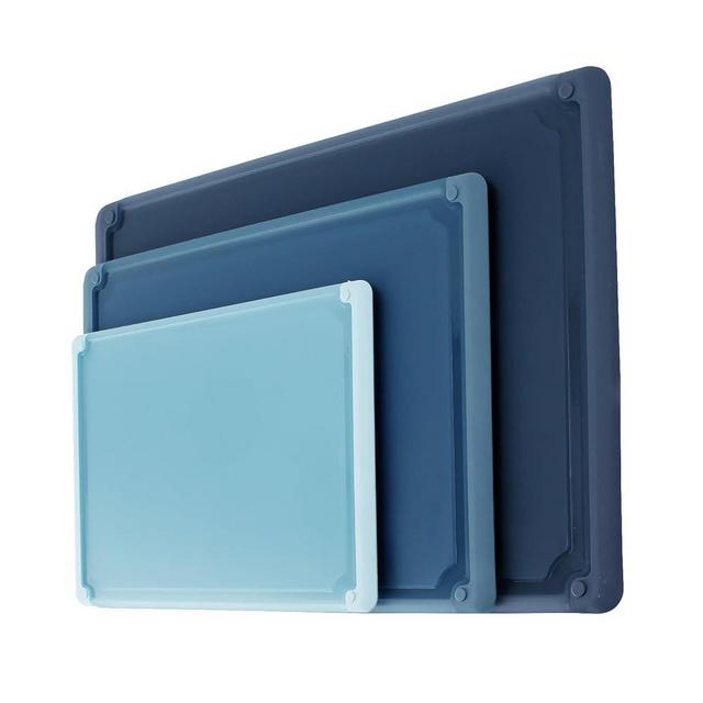 COOK WITH COLOR Extra Large Cutting Board Set, Jumbo-Sized Boards with Rubber Border for Enhanced Cooking Experience, 3-Piece, Blue