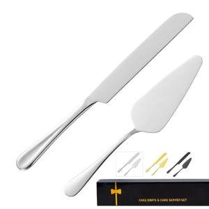 Cake Serving Set, Cake Pie Pastry Servers, Stainless steel Cake Knife and Server Set Perfect For Birthday, Wedding, Parties and Events (Silver)