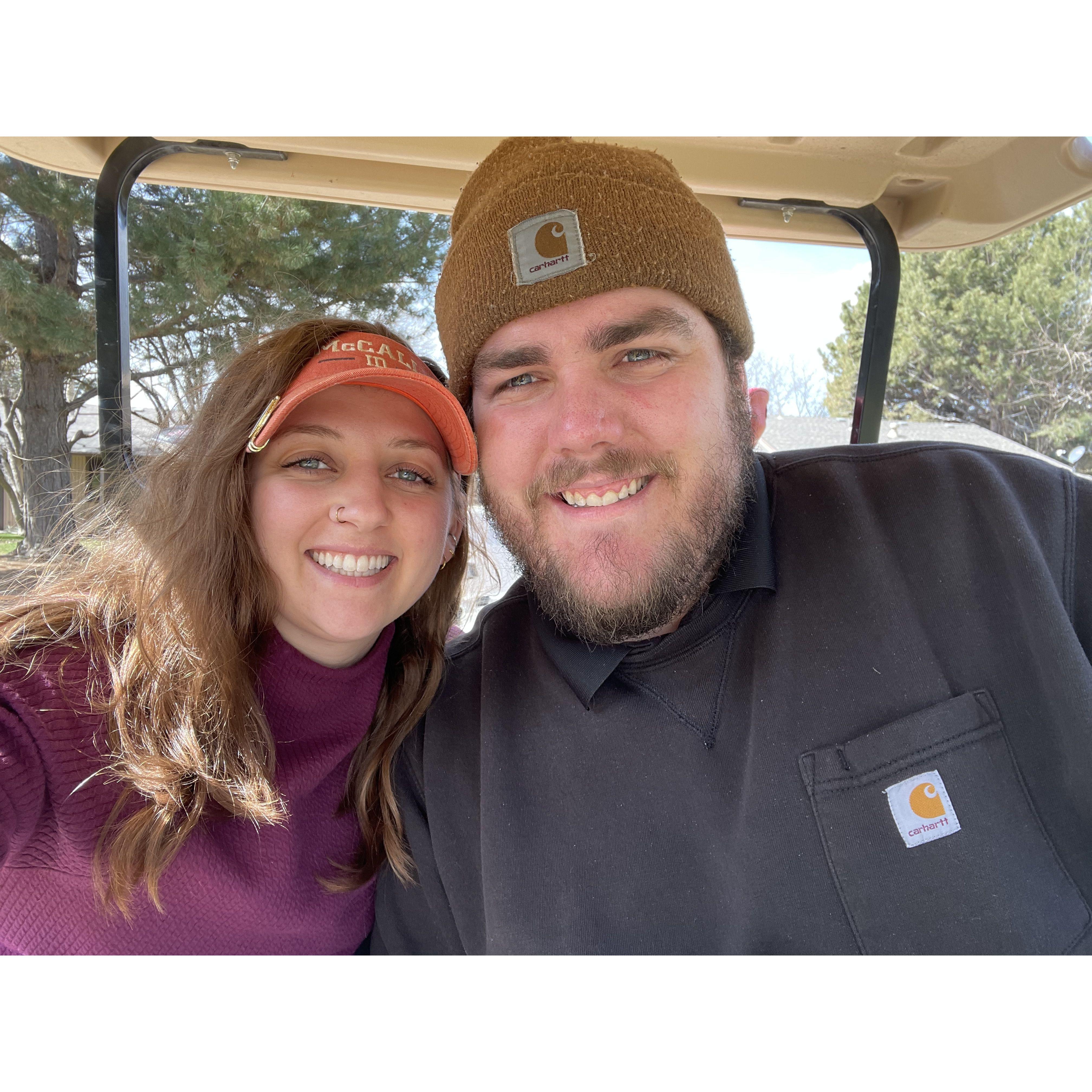 Golfing the morning of our 3rd anniversary