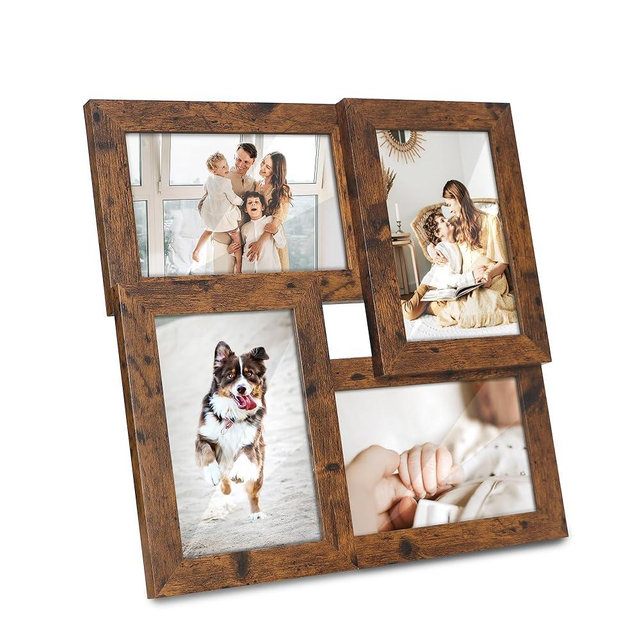 Samdola Picture Frame 4x6 Collage Frame for 4 Photo Display for wall and tabletop,Brown