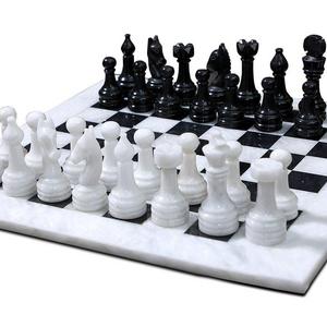 RADICALn 16 Inches Handmade White and Black Marble Full Chess Game Original Marble Chess Set