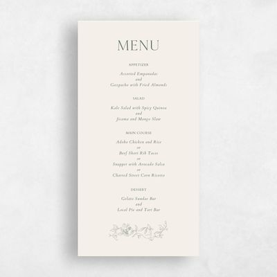 Grayed Hunter, Beige Wedding Menu - Plumeria