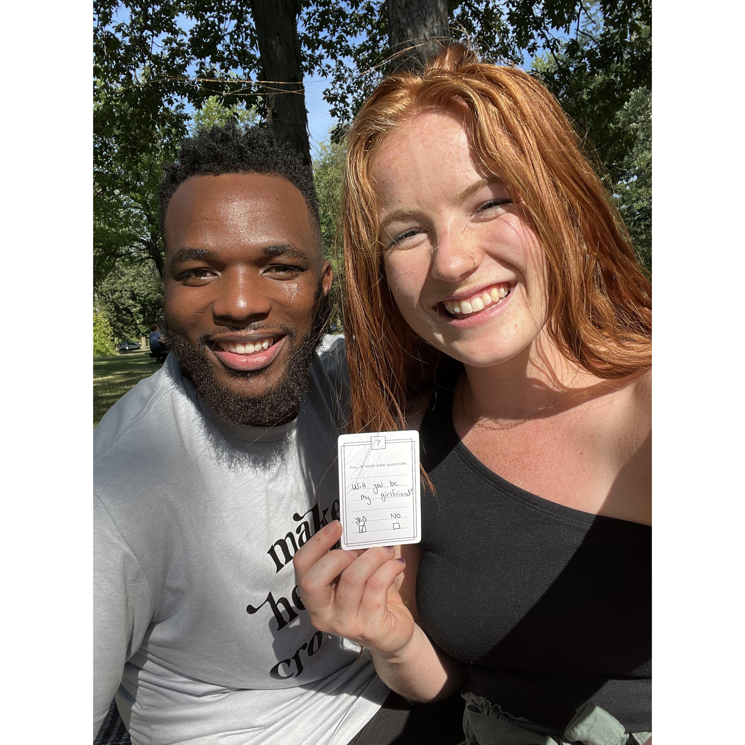 The card Jalen slipped into our game- "will you be my girlfriend?"