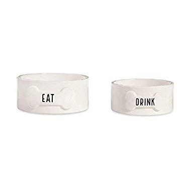 Mud Pie Ceramic Dog Bowl Set