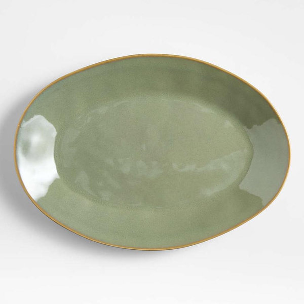 Marin Sage Green Small Oval Stoneware Platter