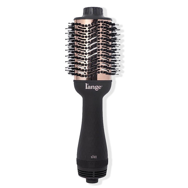 L'ANGE HAIR Le Volume 2-in-1 Titanium Brush Dryer Black | Hot Air Blow Dryer Brush in One with Oval Barrel | Hair Styler for Smooth, Frizz-Free Results for All Hair Types