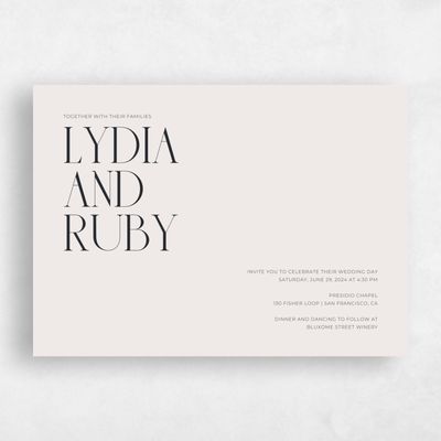 Pale Beige Wedding Invitation - Amberley Landscape