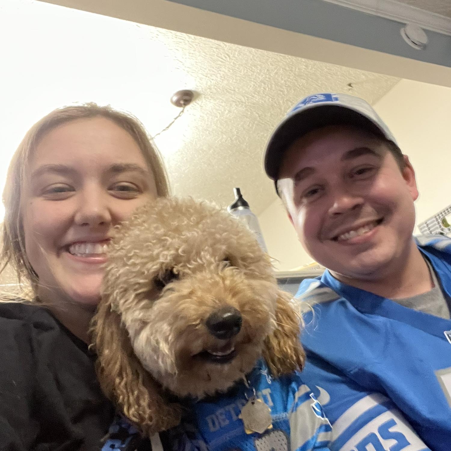 Cheering on the Lions in the playoffs with Zion the Lion