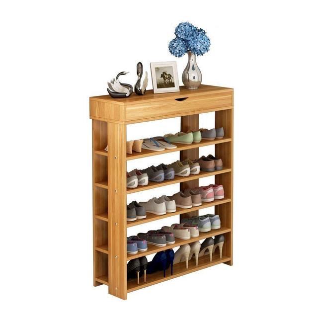 soges 5-Tier Wooden Shoe Rack with Storage Cabinet, 29.5 inches Vertical  Free Standing Shoe Shelf, Shoe Organizer Storage Cabinet for Entryway,  Living