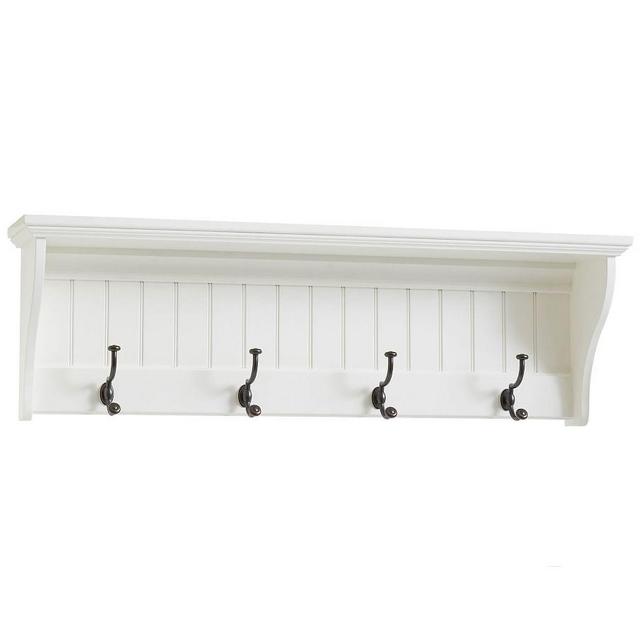 Aubrey Entryway Wall Shelf With Hooks, Dutch White