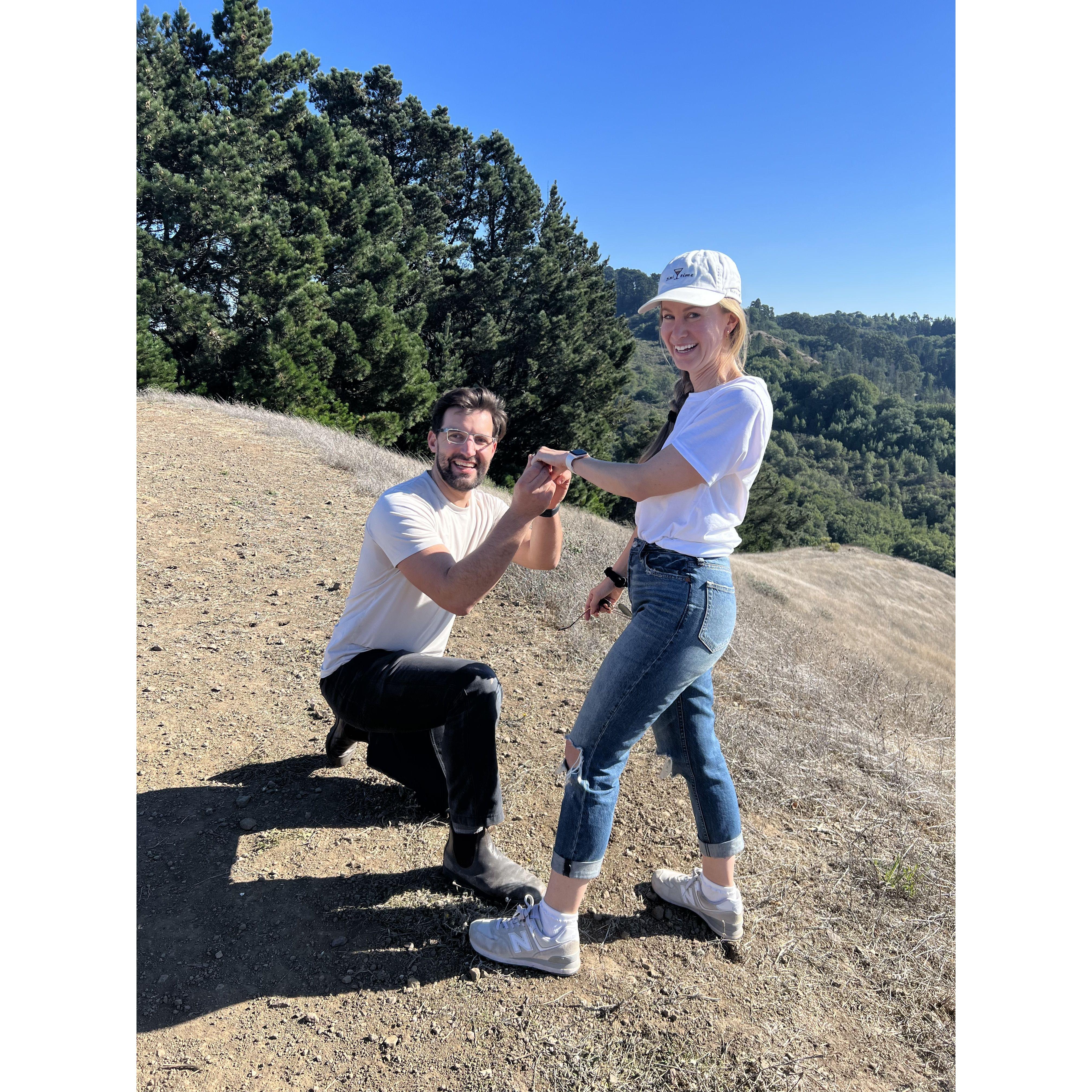 Henry's proposal on a hike in Berkeley