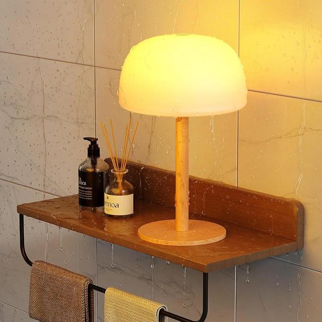 FULNIX IP65 Shower Lamp Waterproof, 7500mAh Rechargeable Shower Lights for Inside Shower, 18 Colors Cordless Shower Light, Stepless Dimming LED Table Lamp for Bathroom Bathtub Patio Outdoor