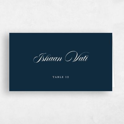 Deepest Teal, Blue Wedding Place Card - Grazio