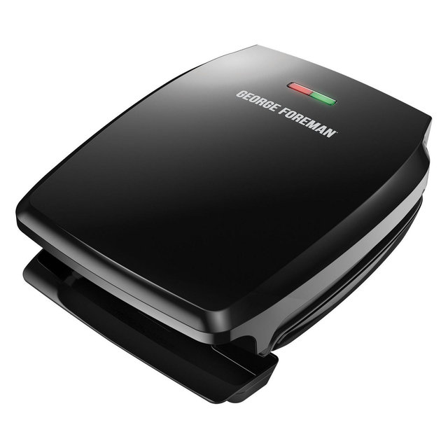 George Foreman GR340FBX 4-Serving Classic Plate Electric Indoor Grill and Panini Press, Black