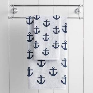 Anchor Jacquard Washcloth, White/Midnight