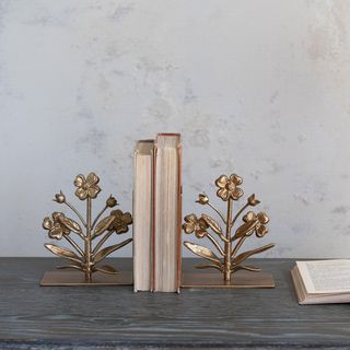 Cast Metal Flower Bookends