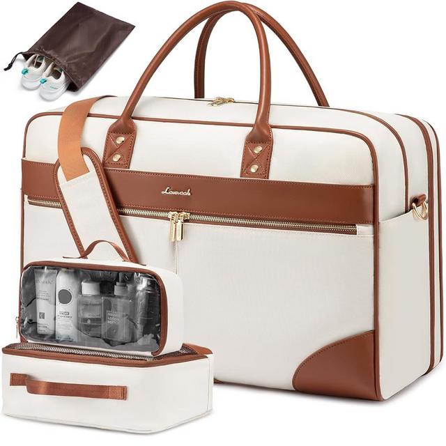 LOVEVOOK Weekender Travel Bag, Carry On Overnight Duffle Bag with Laptop Compartment, 4PCS Gym Duffel Bag for Women