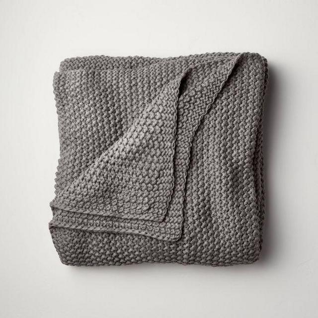 Chunky Knit Bed Blanket - Casaluna™ - Dark Gray