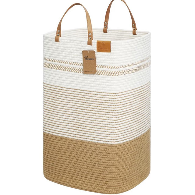 Large Laundry Hamper – 75L Tall Woven Cotton Storage Basket
