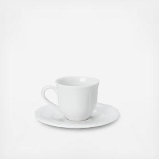 Antique White Espresso Cup & Saucer