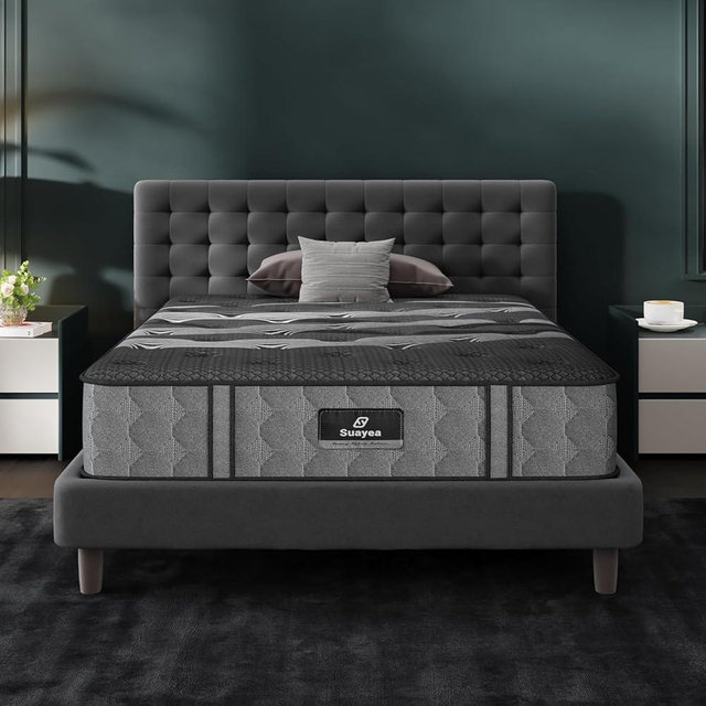 SUAYEA Twin XL Mattress, 10 Inch Luxury Hybrid XL Twin Mattress in a Box, Cooling Memory Foam Mattresses with Individual Pocket Springs, Pressure Relief, Medium Firm, Fiberglass-Free, 365-Night Trial