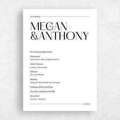 White Simple Wedding Program - Vitoria