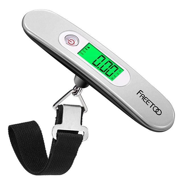 FREETOO Luggage Scale Portable Digital Hanging Scale for Travel, Suitcase Weight Scale with Superior Piano Lacquer 110 Lb/ 50Kg Capacity, Battery Included (Silver)