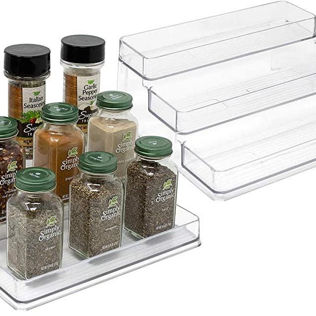 Sorbus 3-Tier Plastic Spice Rack Step Shelf Organizer for Kitchen Pantry, Cabinet, Countertops, Bathroom, Desk, Clear Plastic (2-Pack)