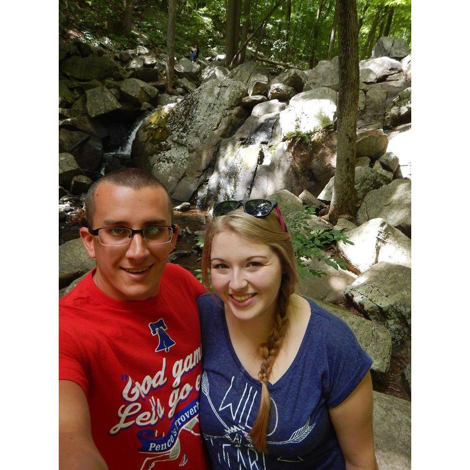 Hiking at Hacklebarney State Park before we "officially" began dating (Aug 2014)