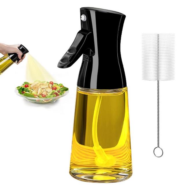 Oil Sprayer for Cooking, 180ml Glass Olive Oil Sprayer Bottle with Brush, Olive Oil Spray Mister, Thick Glass STRONG Spray Force, Kitchen Gadgets Accessories for Air Fryer, Canola Oil Spritzer, Baking