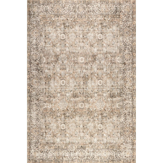 Nuloom Hillstone Collection Elinda Traditional Vintage Medallion Area Rug, 9' x 12', Dark Beige