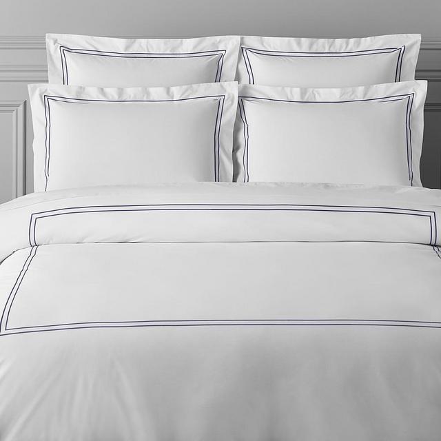 Chambers® Italian Hotel Embroidered Sham, Euro, Navy