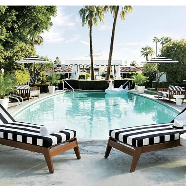 filaki lounger with black and white stripe cushion
