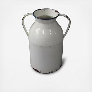 Small Antiqued Enamelware Milk Can/Vase