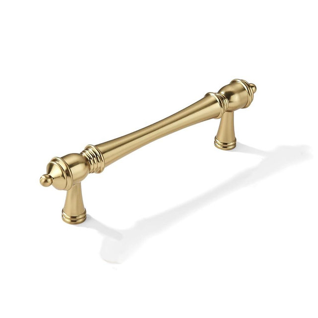 khtumeware 2 Pack 3 inch(76mm) Hole Center Brushed Brass Cabinet Pulls Heavy-Duty Solid Satin Brass Cabinet Hardware Drawer Pulls Hardware Suitable for Kitchens bathrooms and Dressing Tables