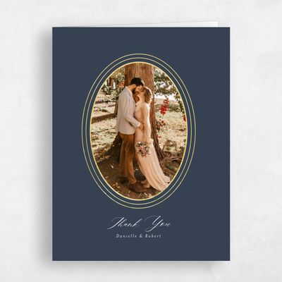 Grayed Navy, Blue Wedding Thank You - Visby Photo Foil
