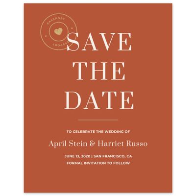 Orange Wedding Digital Save the Date - Perch Stamp