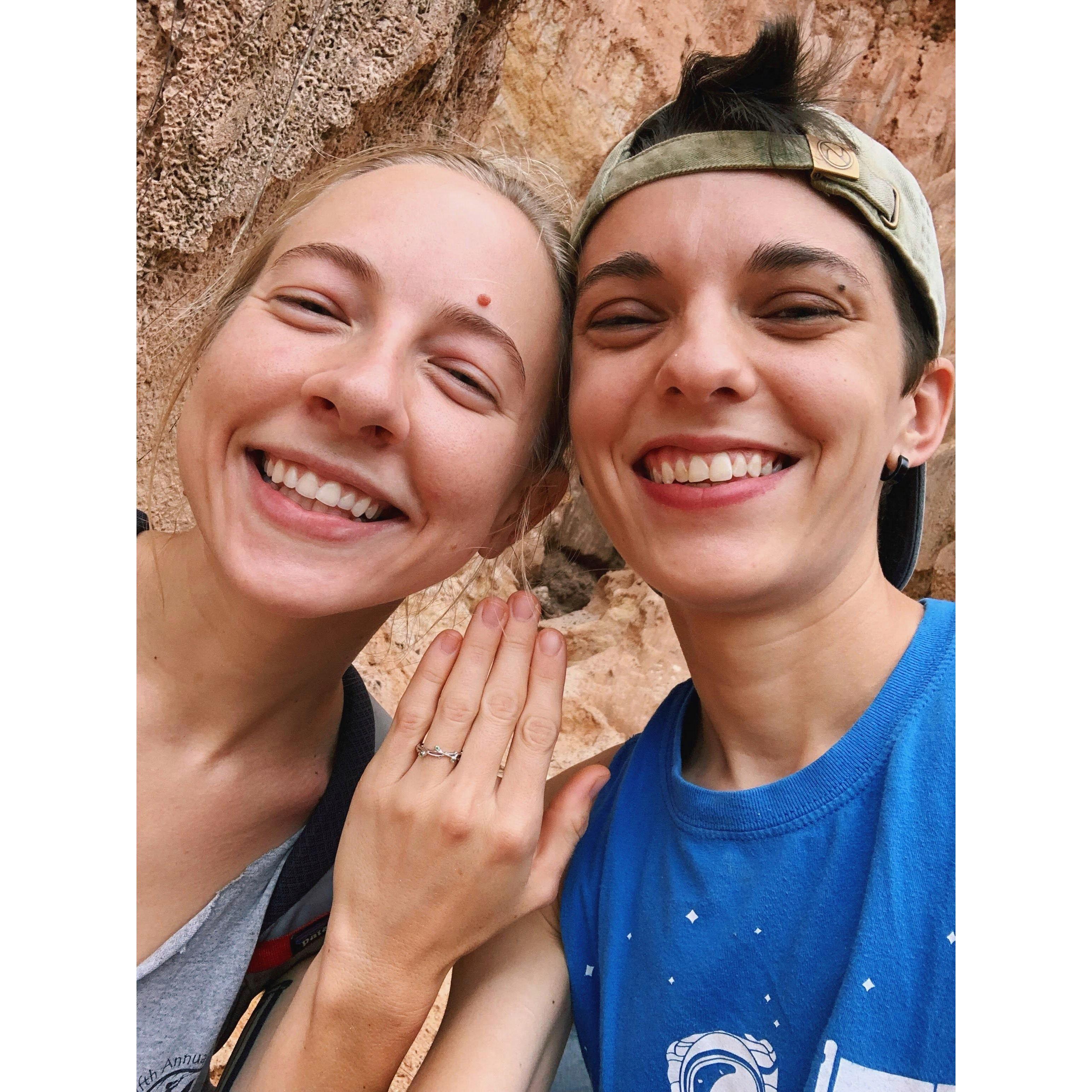 Just after Katie proposed in Providence Canyon in Summer 2020!