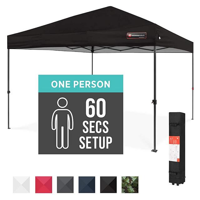 Best Choice Products 10x10ft Easy Setup Pop Up Canopy Instant Portable Tent w/ 1-Button Push, Wheeled Carry Case - Black