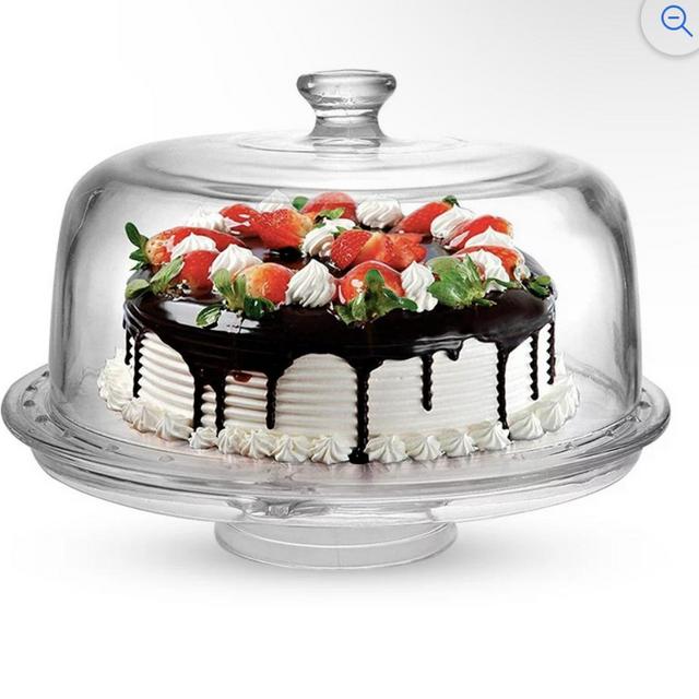 Joey’z 6-in-1 Acrylic Cake Stand with Dome Lid Cover Large 12” Serving Platter Display Dish Food Tray