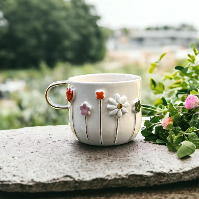 Personalized Handmade Ceramic Mug Gift Set: Tea & Wooden Coaster