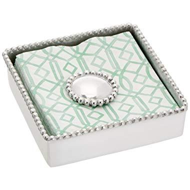 Mariposa Round Pearl Beaded Napkin Box