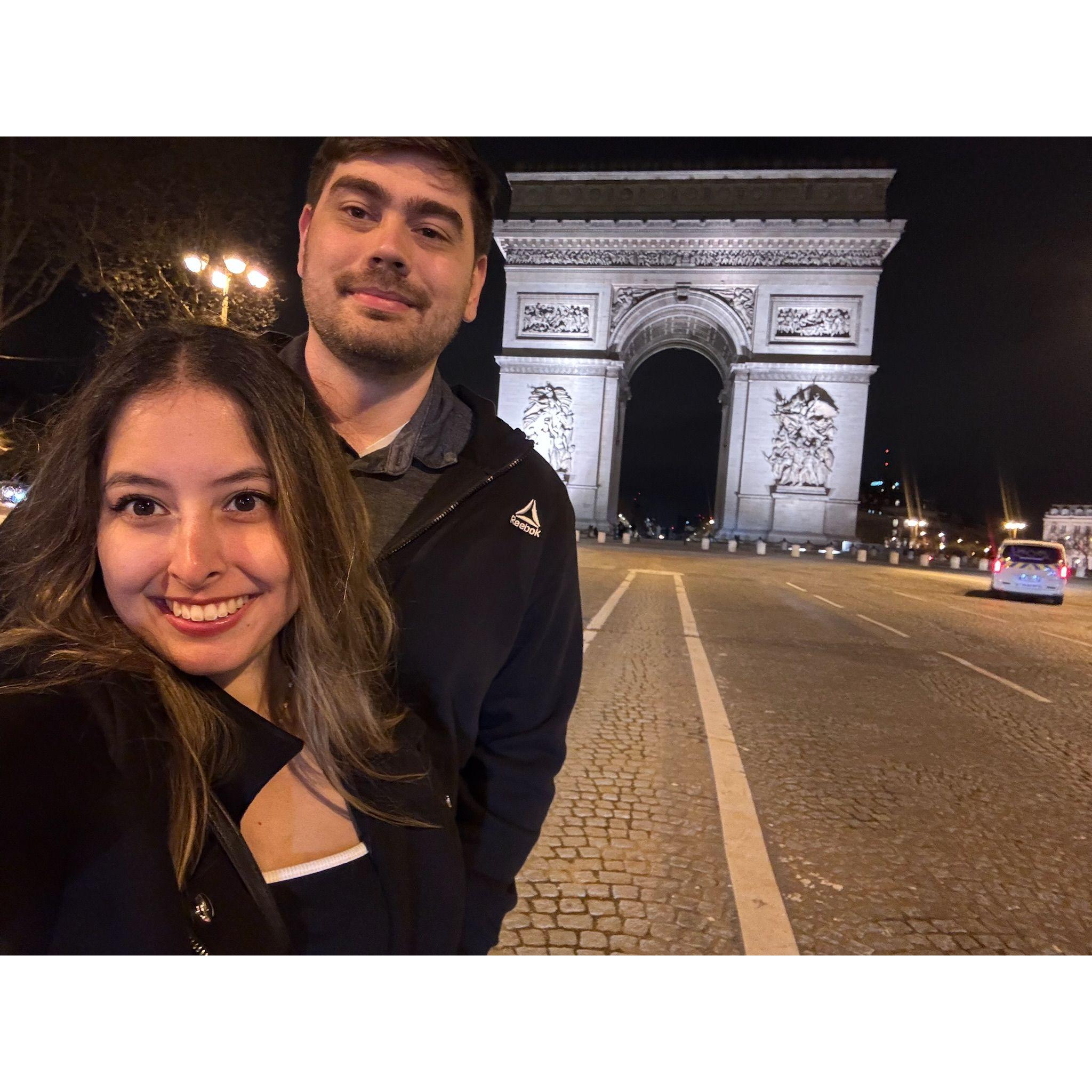 Seeing the Arc de Triomphe after Clayton's birthday dinner in Paris