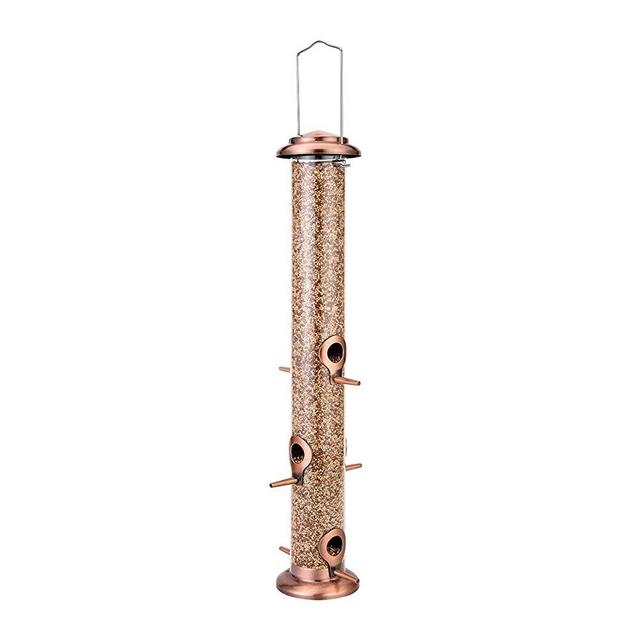 Bird Feeders Hanging Wild Bird Seed Feeder for Mix Seed Blends,Sunflower Heart, Birdbath, Heavy Duty All Metal Anti-UV Finishing, 21 Inch, Copper Finishing