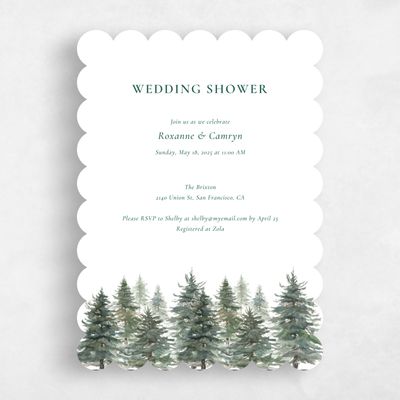 White Scalloped Wedding Wedding Shower Invitation - Kelton Portrait