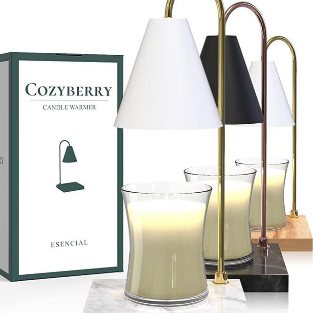 CozyBerry Candle Warmer Lamp, Compatible with Yankee Candle Large Jar Candle, Candle Lamp, Dimmable Lamp Style Candle Melter for Scented Candle, Wax Melt, Small & Large Size Jar Candles (Marble White)