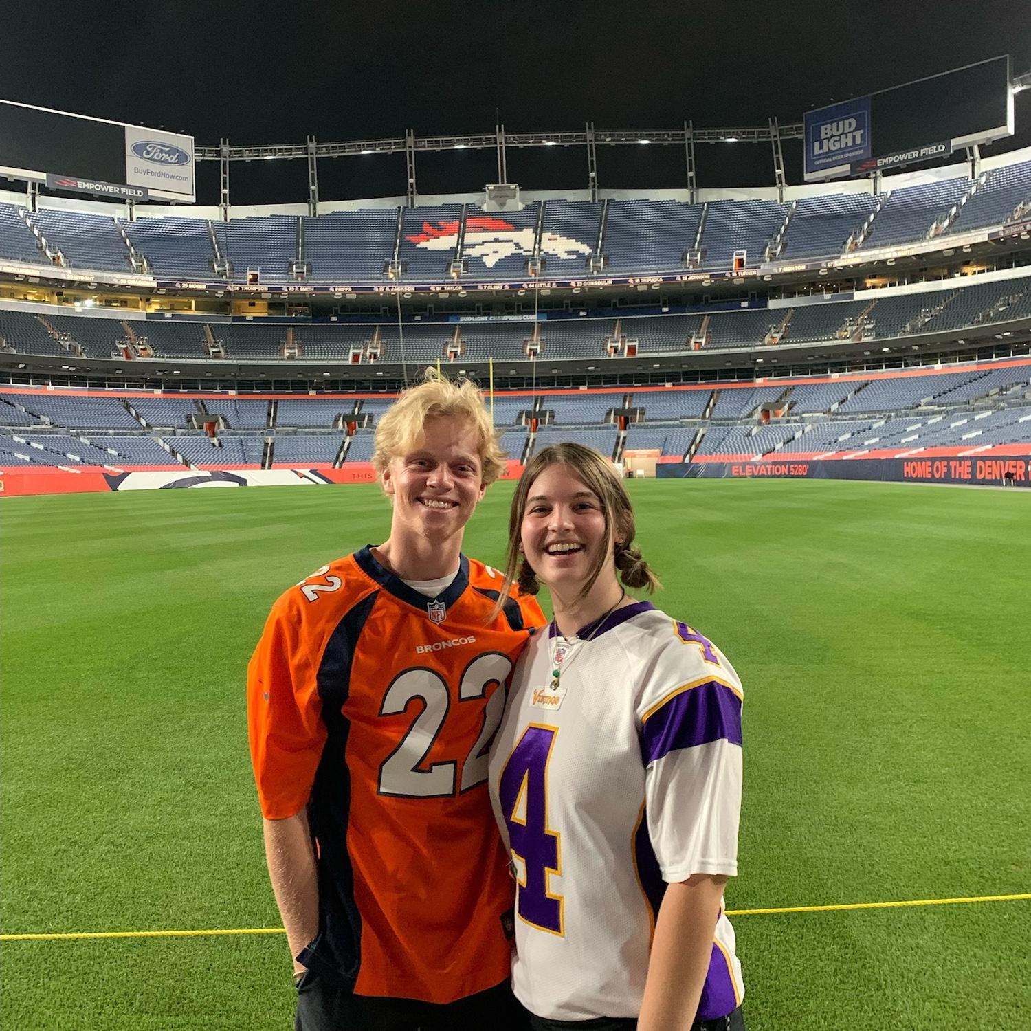 Another CCU dance at Mile High Stadium! (Aka where Bryn outwardly admitted she was a Vikings fan)