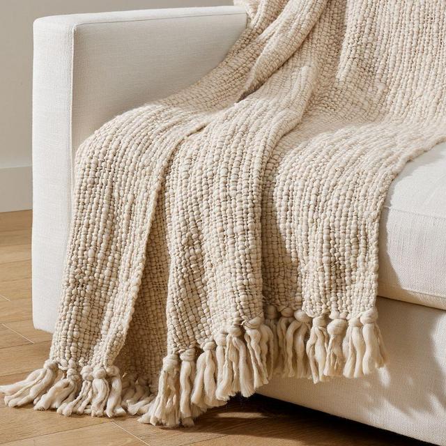 Textured Basketweave Knit Throw, 50 x 60", Oatmeal