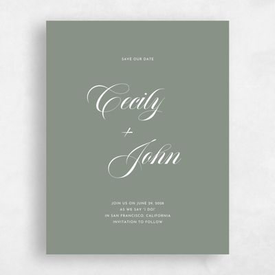 Sage, Green Wedding Save the Date - Wilmington Portrait